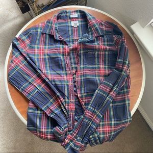 J.crew blue plaid long sleeve button down top